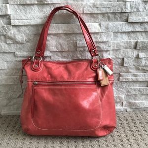 Coach coral leather shoulder bag
